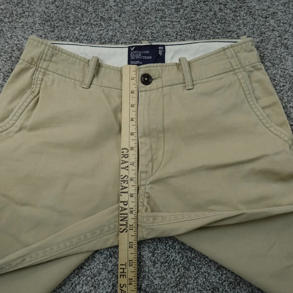 American Eagle Pants Mens 32X32 Beige Tan Brown Khaki Chino Trouser Flat Front